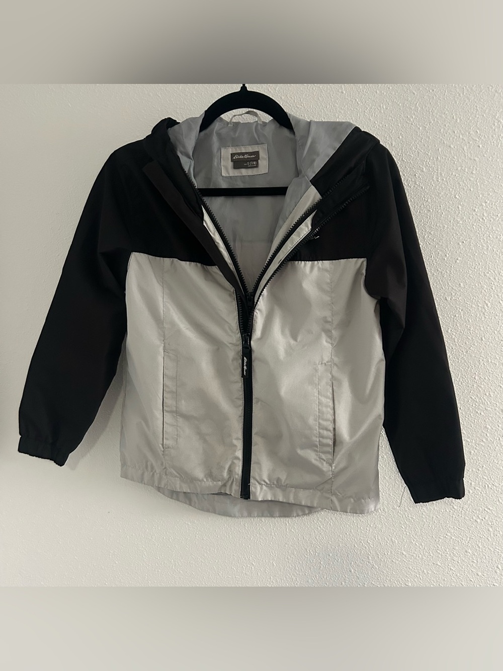 Eddie Bauer Black and Light Gray Kids Raincoat